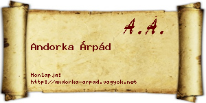 Andorka Árpád névjegykártya