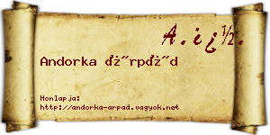 Andorka Árpád névjegykártya