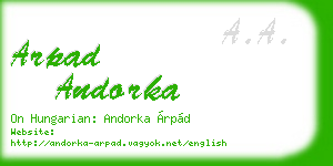 arpad andorka business card